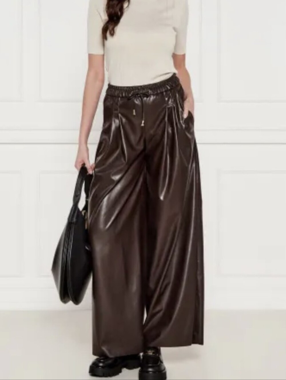 MARC CAIN Winnipeg Wide Leg Faux Leather Trousers